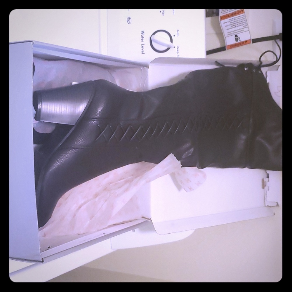 Black wide calf over the knee boots